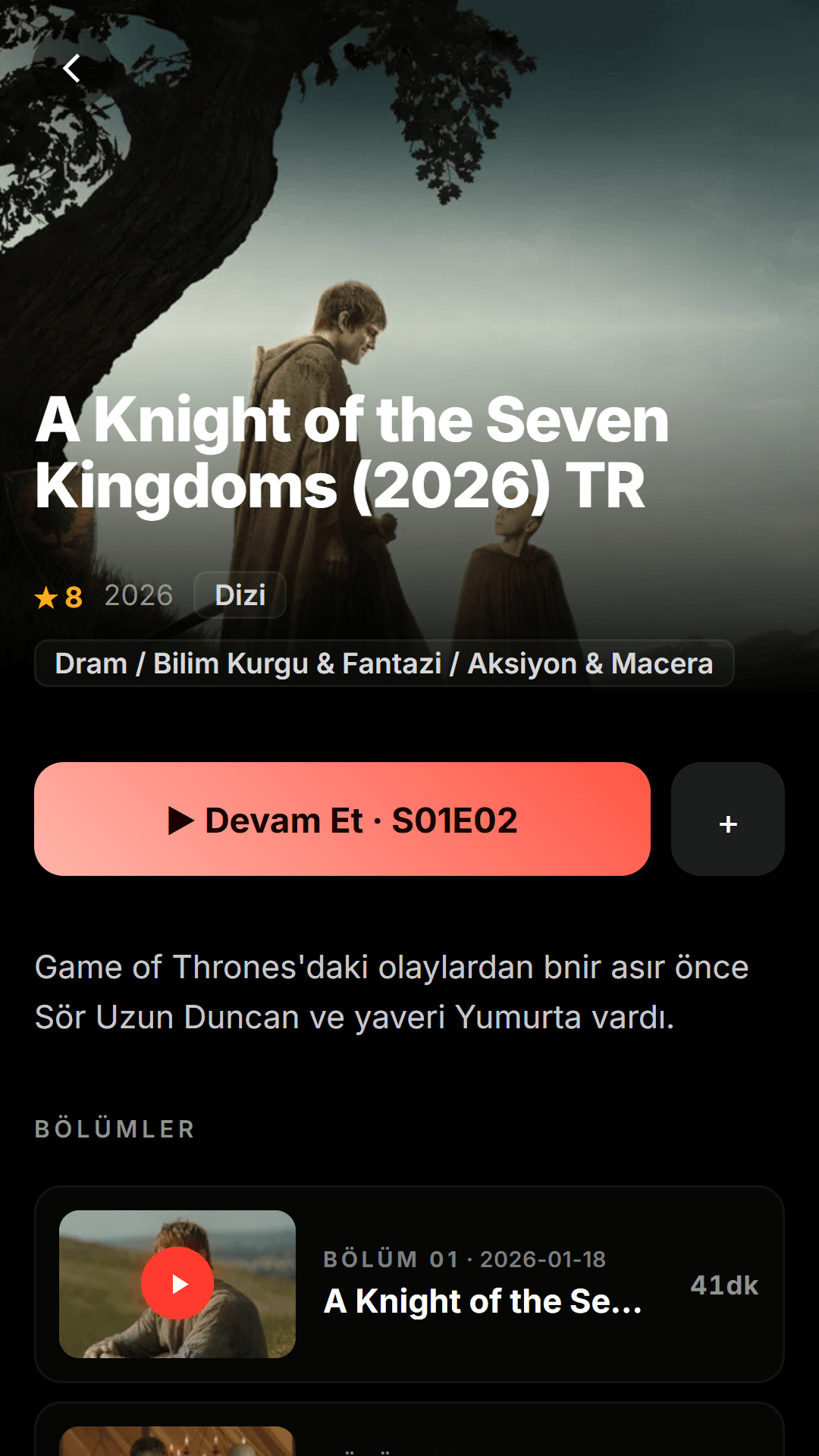 Sezon ve bölümler, tertemiz — telefon arayüzü