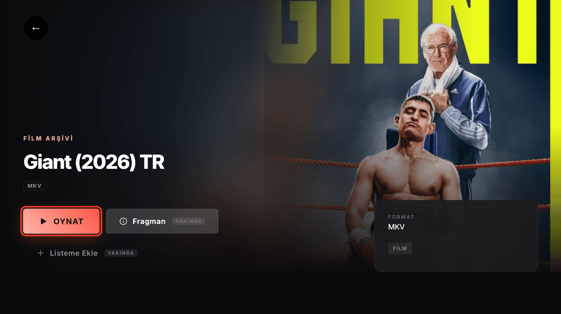 Sinematik film keşfi — TV arayüzü